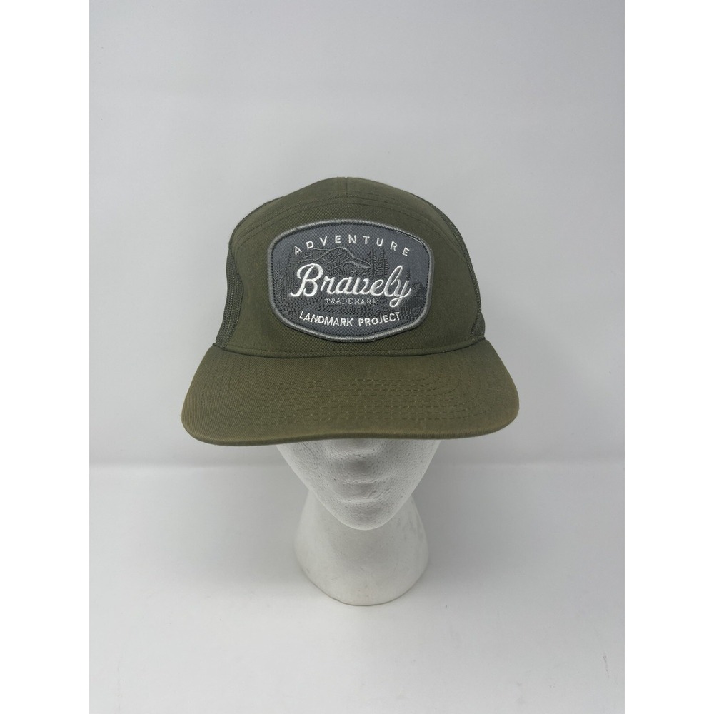 Bravely Landmark‎ Project Trucker Hat Green Patch Mens Adjustable